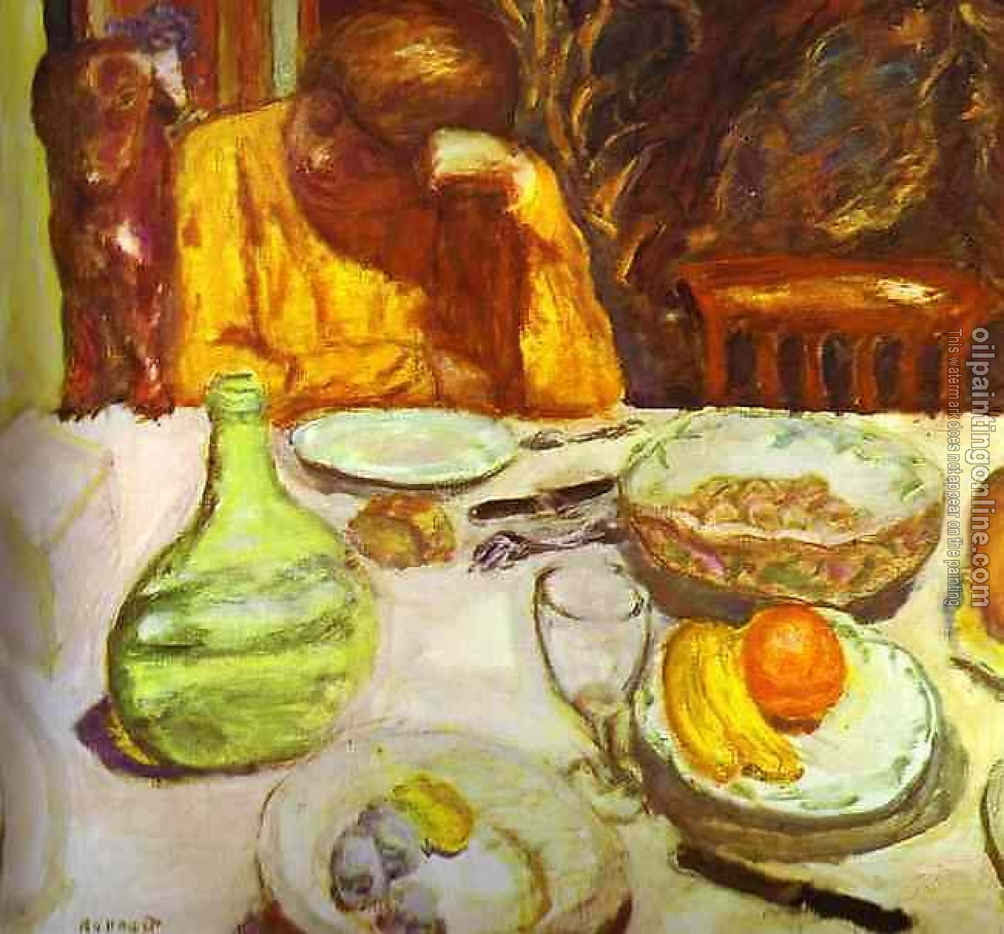 Pierre Bonnard - Carafe, Marthe Bonnard with Her Dog